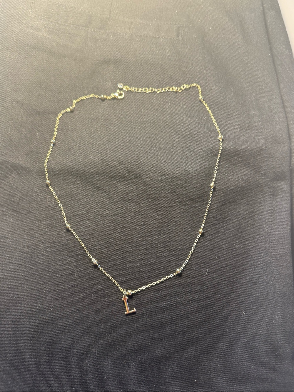 Gold Initial 'L' Beaded Chain Necklace - Women Jewelry
